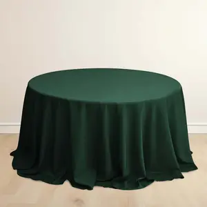 Scuba Round Tablecloth 132" Hunter Emerald Green - Seamless & Wrinkle Free Table Cover