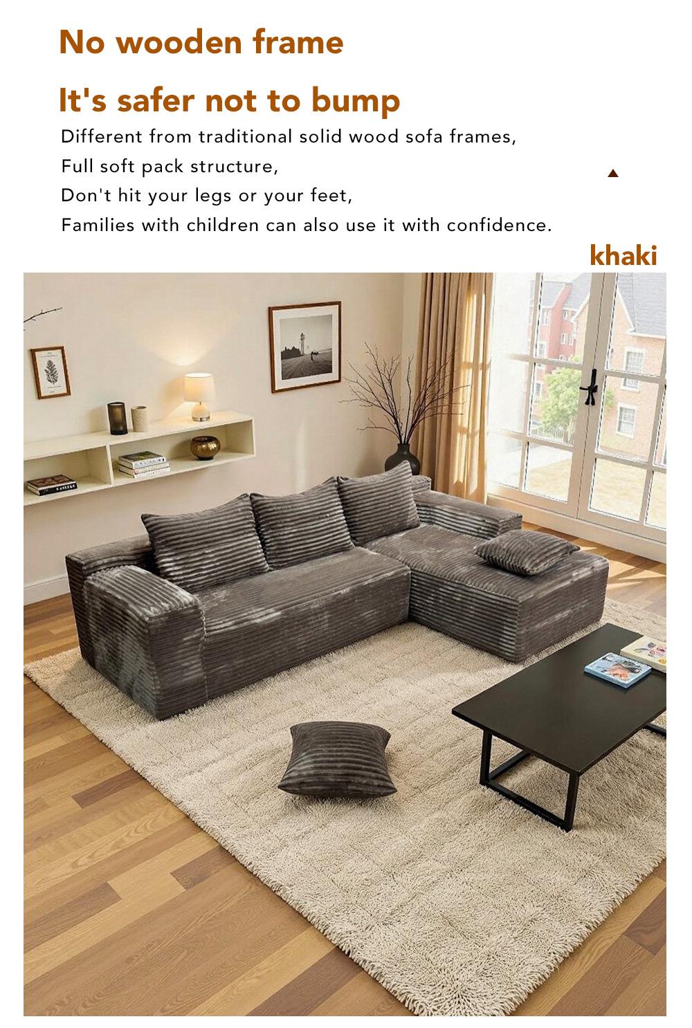 Modern Chenille Soft Cushion Modular Sofa Set, L-Shaped Modular Living Room Sofa Set, Free Combination Sofa for Living Room and Room (Side Recliner) Boneless Sectional Couch home Sofa family Couch boneless couches for living room