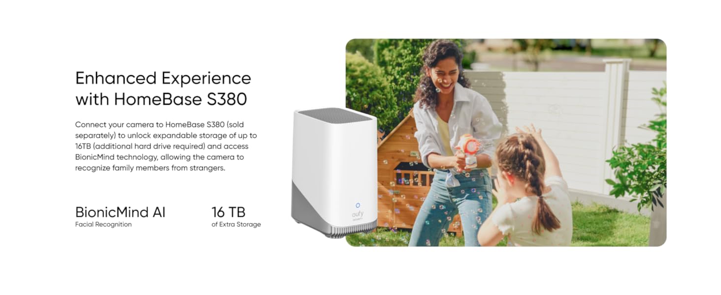 eufy Security SoloCam S340 360° Pan & Tilt Solar Security Camera 2.4 GHz Wi-Fi No Monthly Fee HomeBase S380 Compatible - Ai Auto Lock And Tracking