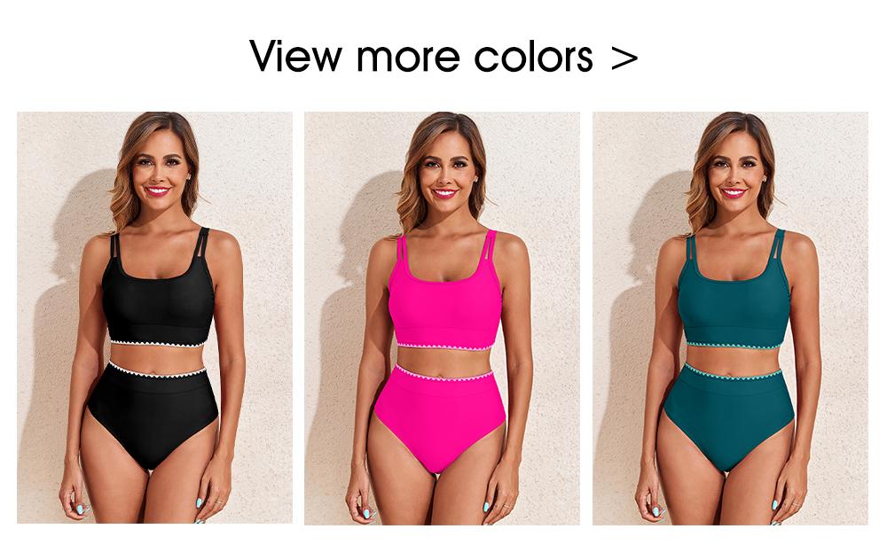 Aleumdr High Waisted Bikini Sets for Women 2 Piece High Cut Swimsuit Color Block Push Up Sporty Bathing Suit Sport Swimming Clothing Beach Tummy Control Swimwear SpringStatements