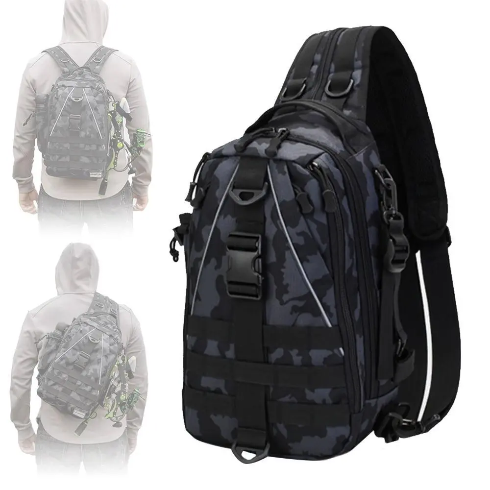 KLYVIONIS Unisex Multi-Use Fishing Backpack with 36cm Rod Holder & 3600 Tackle Box - Fishing Gear and Equipment, Fast Tool Access, Front-Pocket Reach, Shirt-Clip Secure, Camouflage Outdoor Accessory