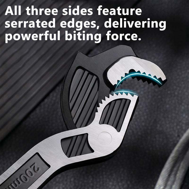 VAYWET Multifunctional Self-locking Wrench 6, 8 Inch Multi-model Pipe Flexible Wrench, Quick Opening Water Heating Plumbers Wrench 3/8”-1” Irregular Nuts Pipes Use Chrome Vanadium Alloy Steel 3 Sided Tooth Pattern Coverage Not Easy to Slip Strong Clamping