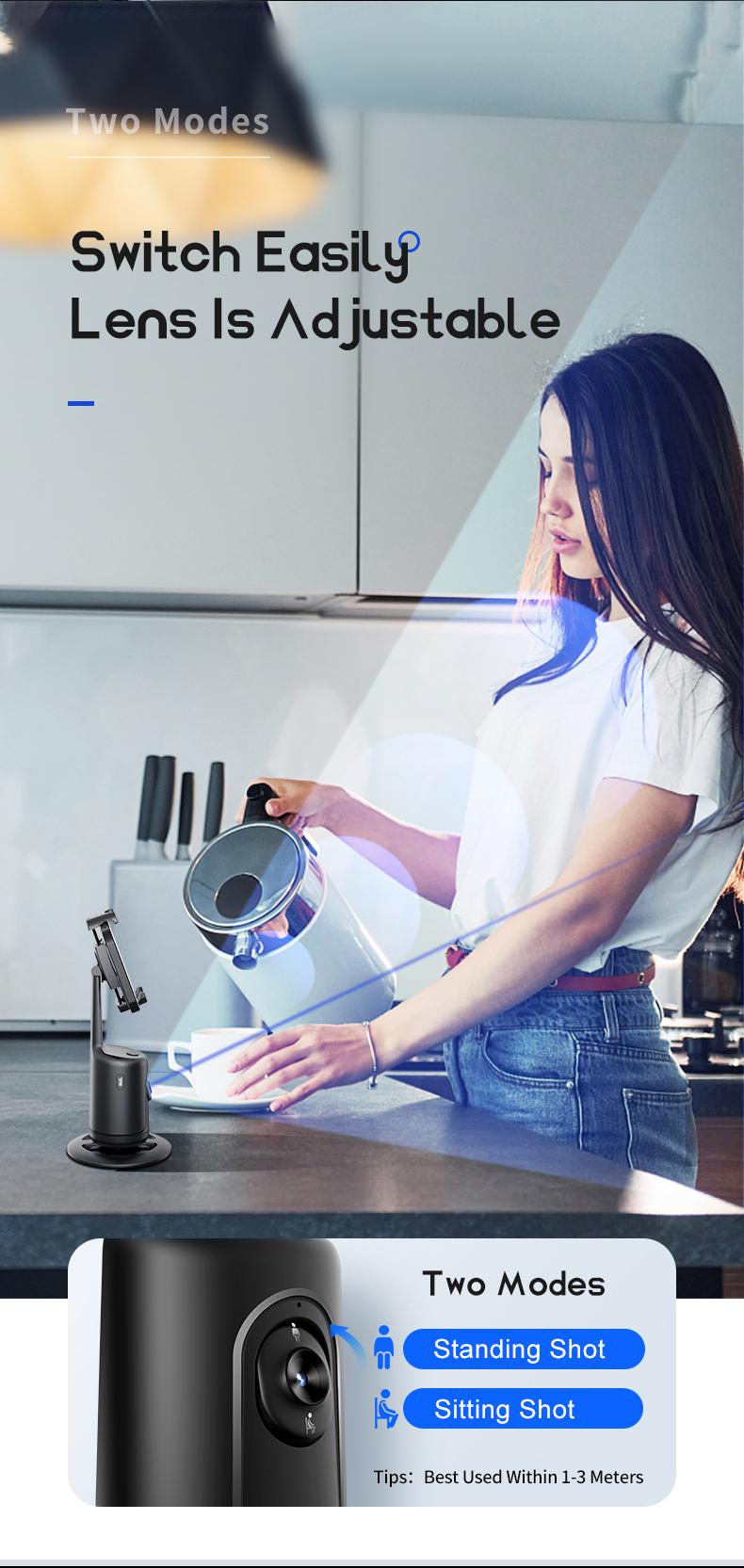 Auto Face Tracking Phone Holder & 62''Smartphone Tripod, No App, Required Gesture Control, 360° Rotation Phone Holder Tripod with Wireless Bluetooth Remote for Vlog/Video/Photo