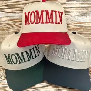 Mommin' 3D Puff Embroidered Trucker Hat, Two Tone Embroidered Hats