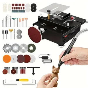 Mini Multi-Functional Table Saw,Mini Table Saws for Crafts,Portable Mini Desktop Electric Saw for Wood Cutting,Speeds & Angle Adjustable with More Accessories for Plastic Acrylic Cutting,Great for Christmas, Thanksgiving Gifts, Craft and DIY Projects