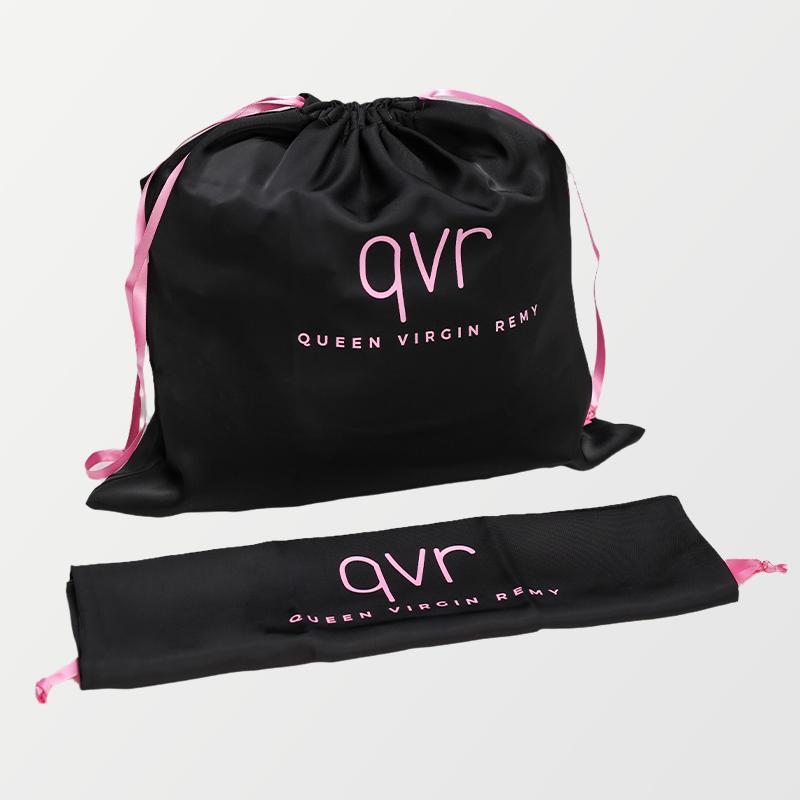 QVR Queen Virgin Remy Silk Packaging Bag with Drawstring and Toggle for Delicate Items Wigs
