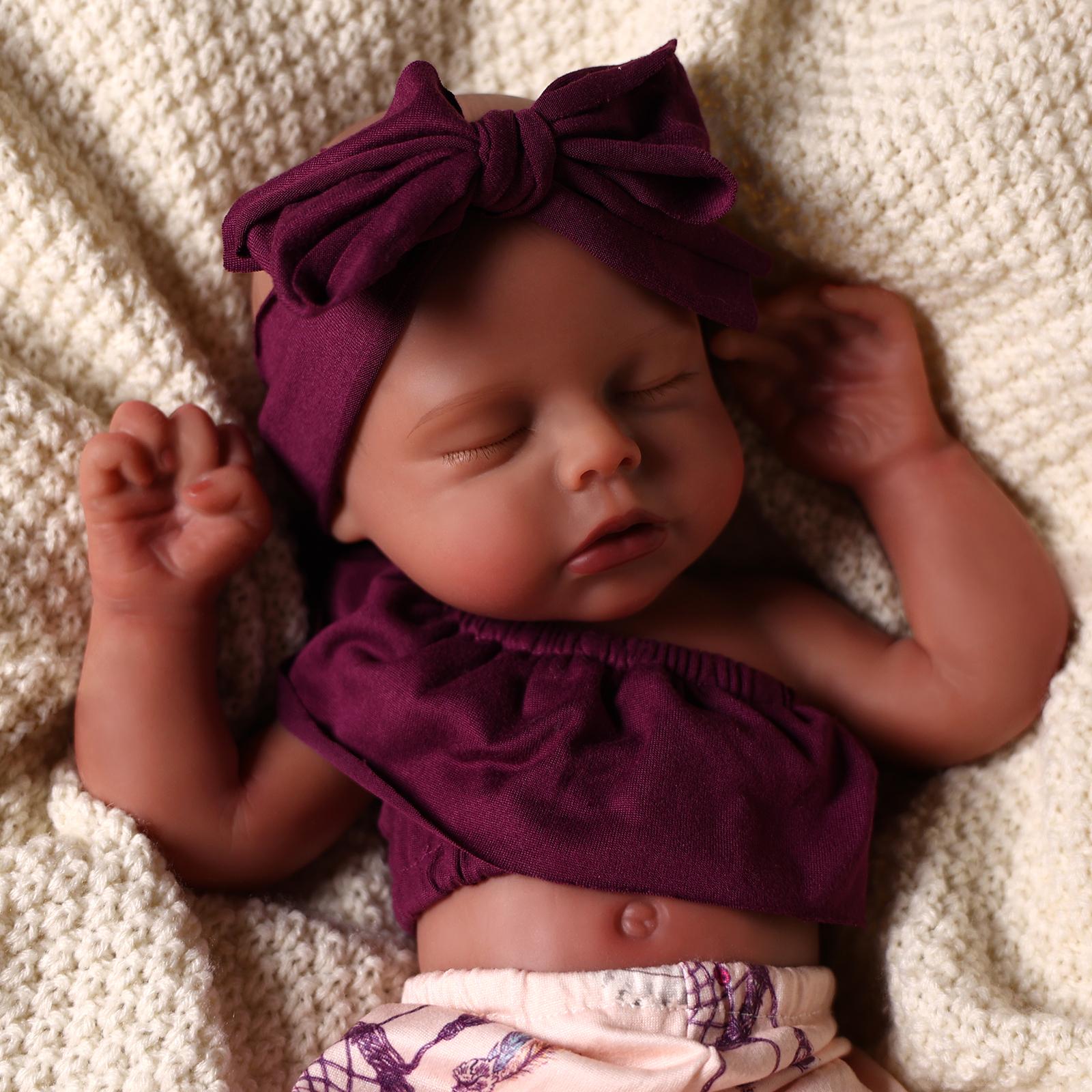 BABESIDE Lifelike Realistic Silicone skin tone Baby Doll Girl 12/16 Inch Reborn Doll with Painted Hair Perfect Companion for Children Parents & Collectors