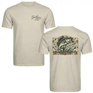 Southern Boy Co Bass Fishing T-Shirt, Vintage Largemouth Bass Graphic Tee with Camo & Water Splash, Soft Cotton Blend, Unisex Fit for Men & Women, Perfect Gift for Anglers, Southern Pride Fans & Fishing Enthusiasts