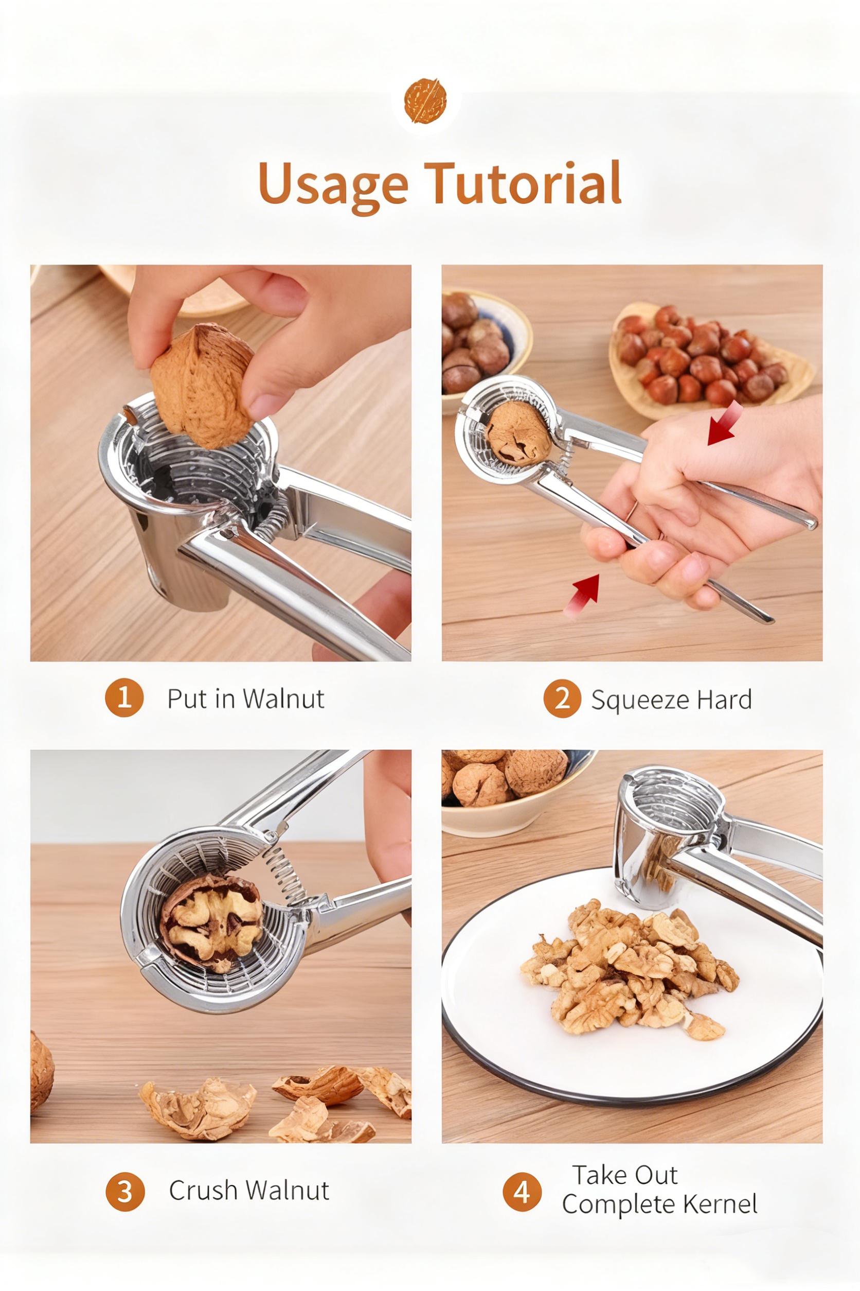 Multifunctional Walnut Cracker with Handle for Home Use Durable Aluminum Alloy Easy Labor-saving Nut Sheller for Walnuts & Pine Nuts