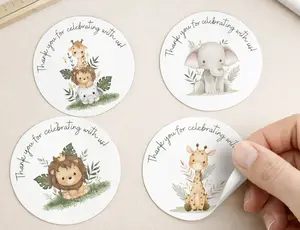Safari Animal Baby Shower Thank You Stickers for Party Favor Bags Wild One Party Labels