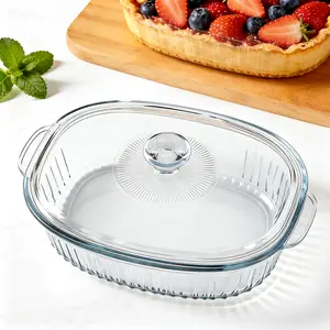 2800ml Glass Baking Dish with Lid Set, Large Capacity Casseroles with Glass Lids,  Oven & Microwave Safe, Versatile Deep Glasses Food Container for Baking, Cooking; with Ideal for Desserts, Chicken, Pasta, for Holidays