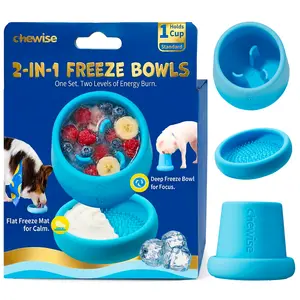 Chewise 2-in-1 Dog Freeze Bowls Freezable Deep Bowl & Licking Mat Set Durable Food-Grade TPU Frozen Dog Treat Toy Dishwasher Safe for Small Medium Large Dogs