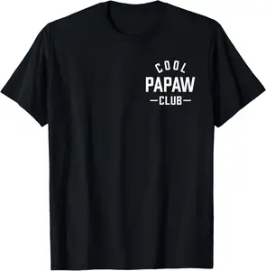 Pocket Cool Papaw Club Best Papaw Ever Retro Father's Day T-Shirt Pure Cotton Graphic Tees Menswear Top: Gifts for Men & Women