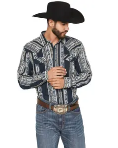 Cody James Men's Ford Southwestern Stripe Print Long Sleeve Snap Western Shirt - Cjfa25fl10-Bl