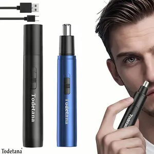 Nose Hair Trimmer for Men and Women, Rechargeable, Painless, Eyebrow and Facial Electric Shaver, Black, USB Charging, Personal Care Accessories, Hair Removal Device, Dual Edge Blades Clipper, Compact and Portable