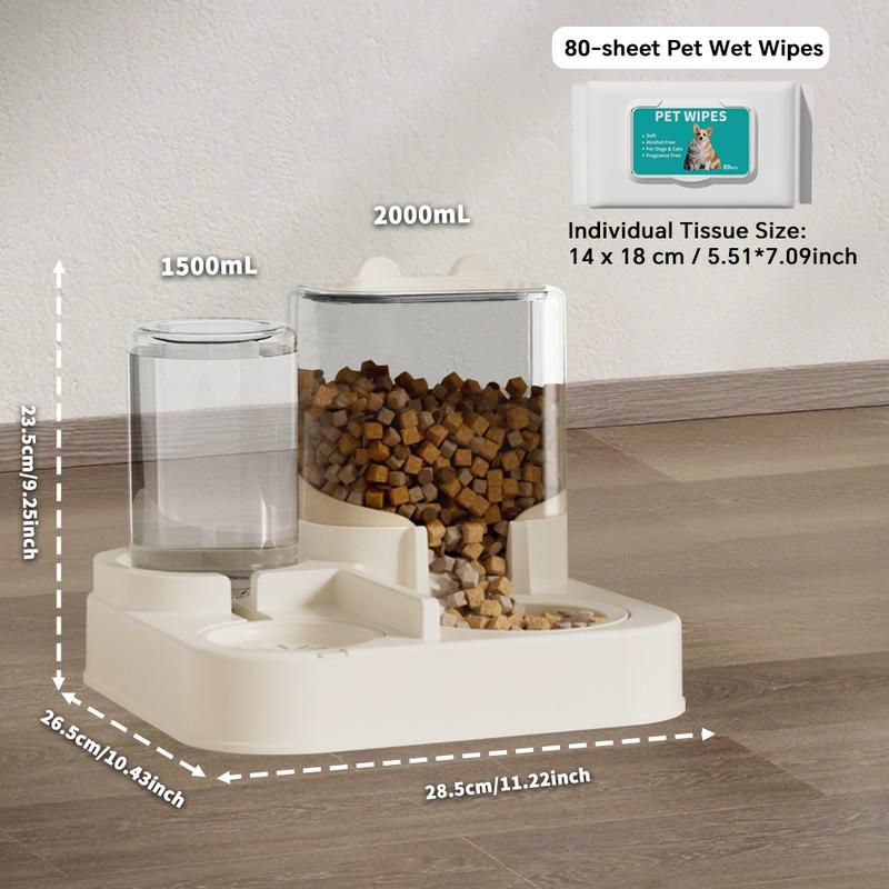 Combination large transparent feeder with pet wipes
