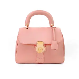 Pre-owned BURBERRY Calfskin Top Handle Bag DK88 in pink Authentic secondhand top handle bag