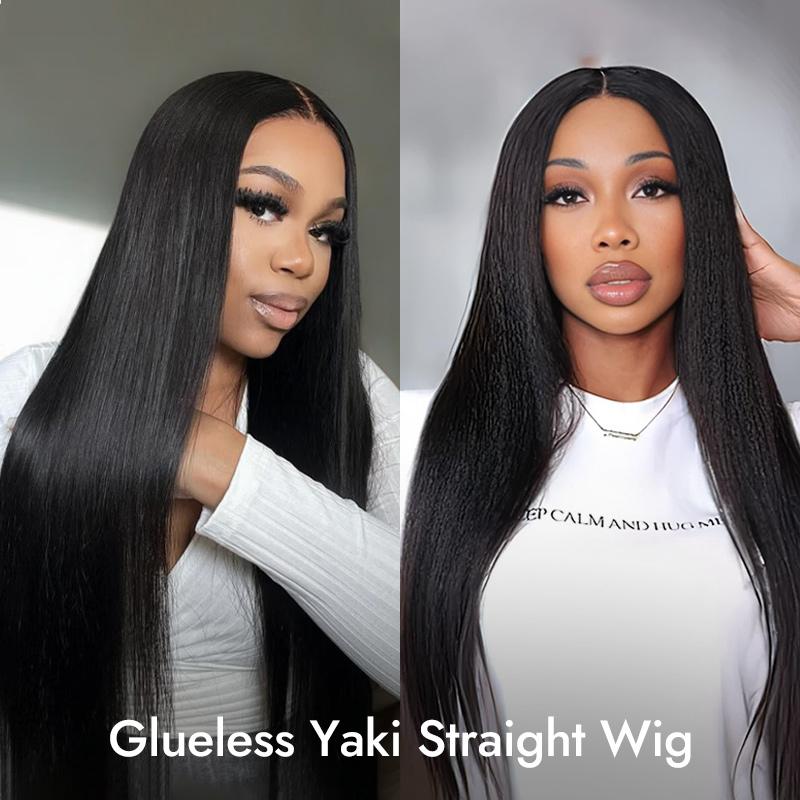 [New In] Wiggins Hair Ready To Go Glueless Wig Light Yaki Straight 7x5 Lace Closure Wigs Human Hair Kinky Straight Wig Pre Cut Pre Plucked Beginner Friendly