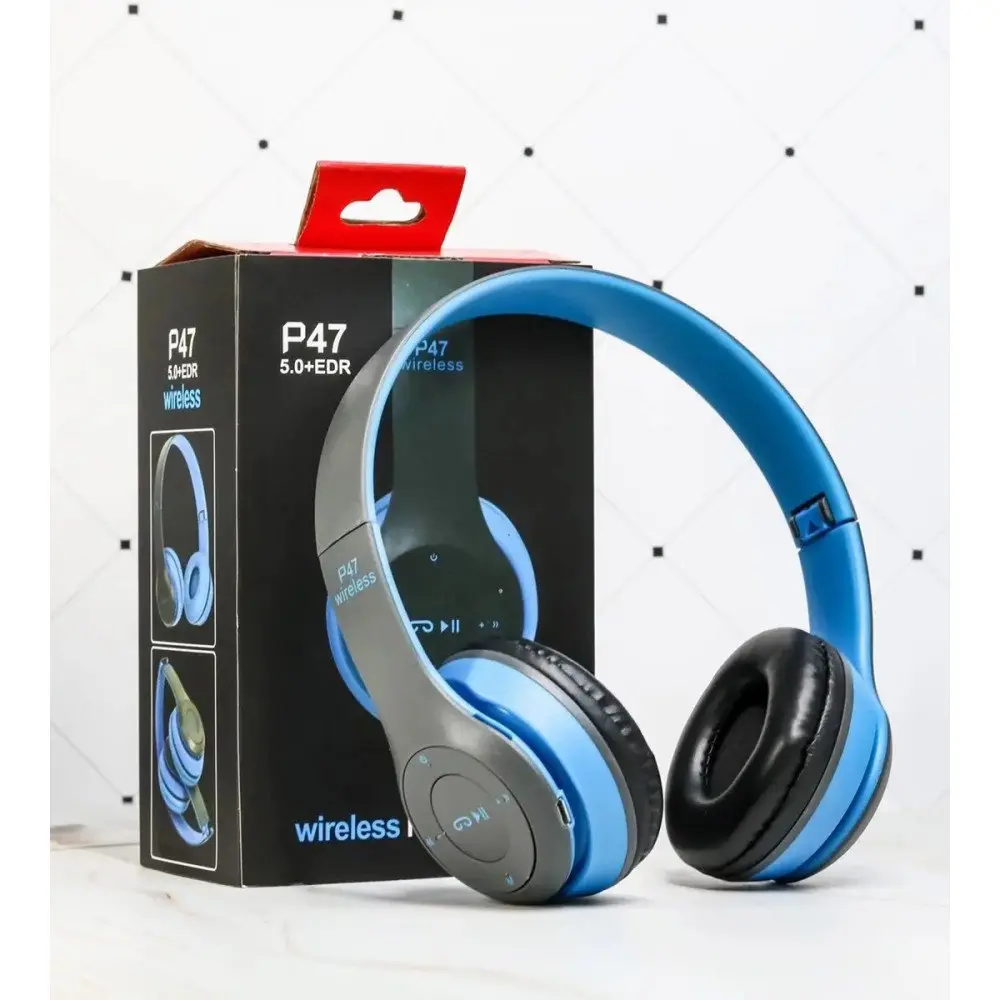 P47 Over-Ear Wireless Bluetooth Headphones - Lightweight, Compact, Stylish Design, High-Fidelity Audio, Button Controls, Fast Charging for Cellphones & Universal Bluetooth Connection Devices (Includes Audio & Earbud Compatibility Features)