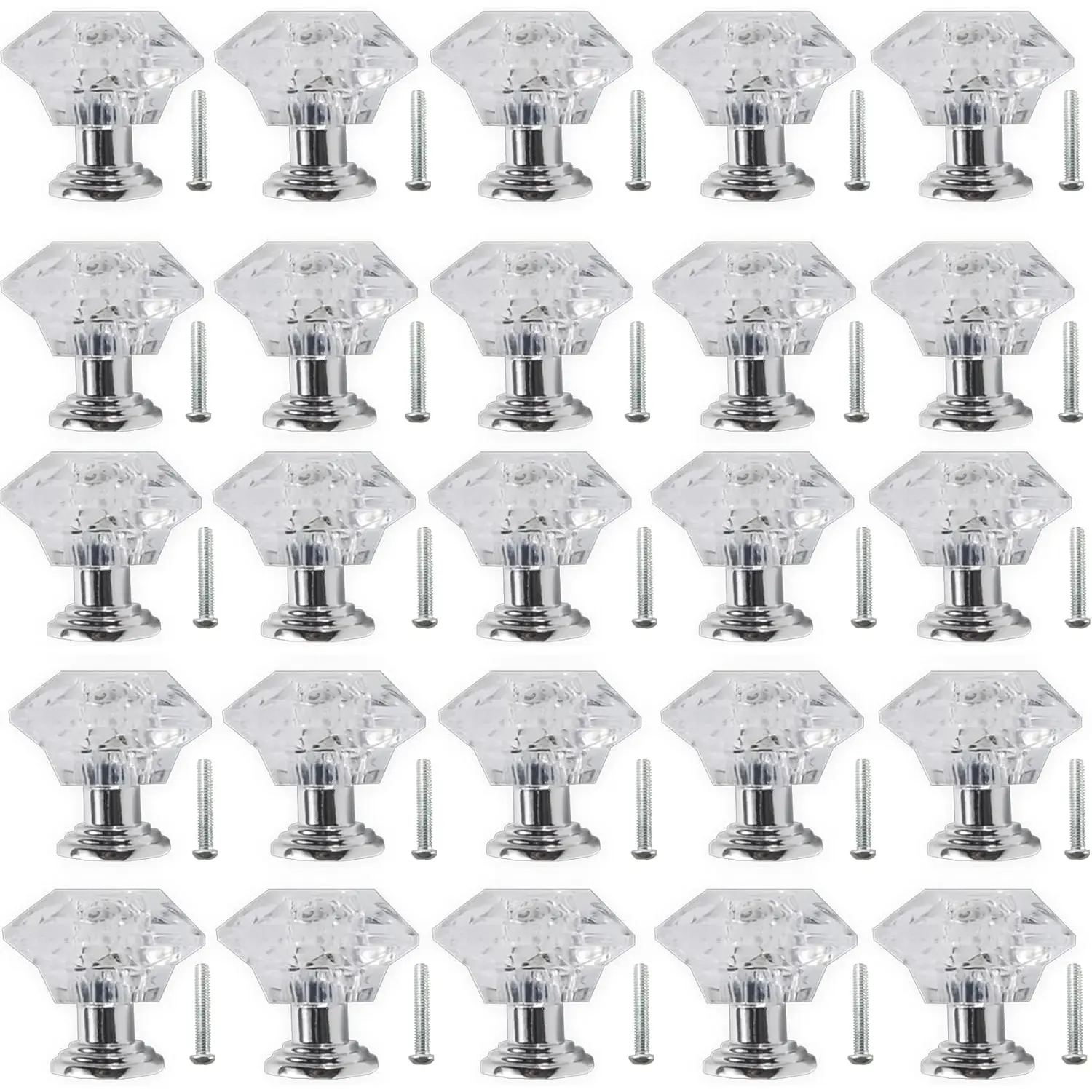 26PCS Ultra-small Crystal Clear Plastic Cabinet Drawer Pulls, Diamond Shape Cupboard Knobs with Screws for Kitchen, Dresser, Cupboard, Bathroom, Wardrobe (1x08inch) - Home Improvement. Handles Acrylic