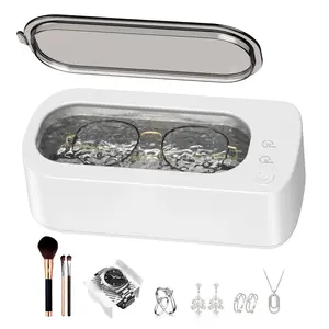 Ultrasonic Jewelry Cleaner Machine: 48KHz Ultra Sonic Cleaner for Dentures,Jewelry,Rings,Watch Band,Eyeglass,with Dual Cleaning Modes,350ML 304 Stainless Steel Tank,Gift for Mom, Wife,Daughter
