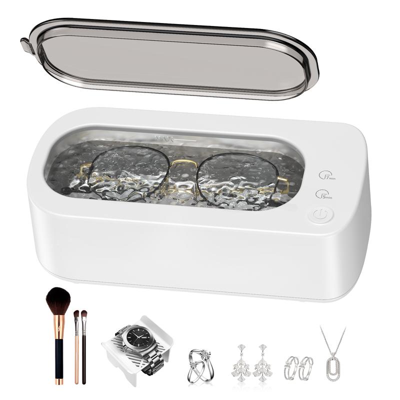 Ultrasonic Jewelry Cleaner Machine: 48KHz Ultra Sonic Cleaner for Dentures,Jewelry,Rings,Watch Band,Eyeglass,with Dual Cleaning Modes,350ML 304 Stainless Steel Tank,Gift for Mom, Wife,Daughter