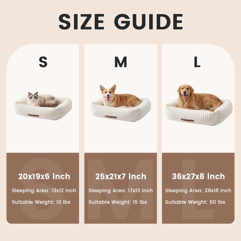 3 Styles Comfortable Pet Sofa Beds - Fluffy Fleece Cat Beds for Indoor Cats, Premium Soft with Removable Washable Cover