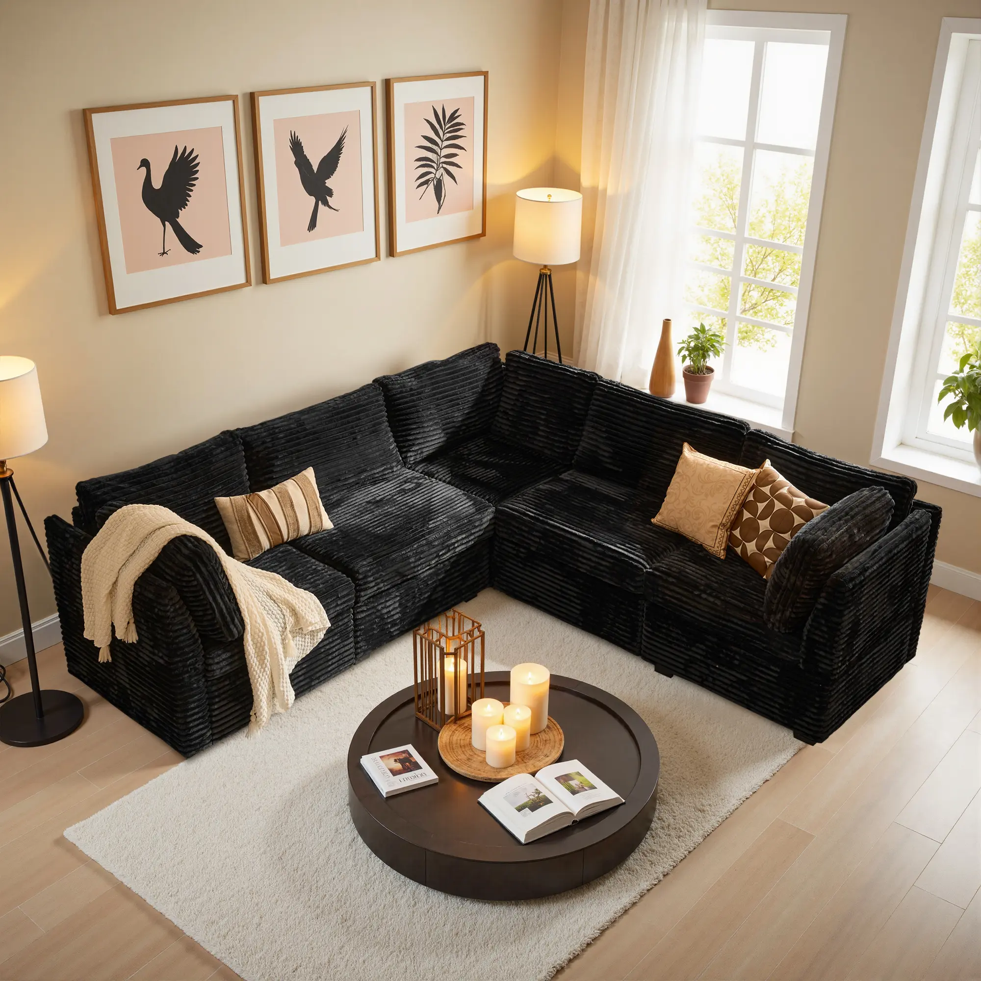 ALLWEX Customizable Modular Sectional Sofa, Convertible Corner & Middle Seat Set with Ottoman, Multi-Configuration Living Room Couch, Modern Upholstered Furniture
