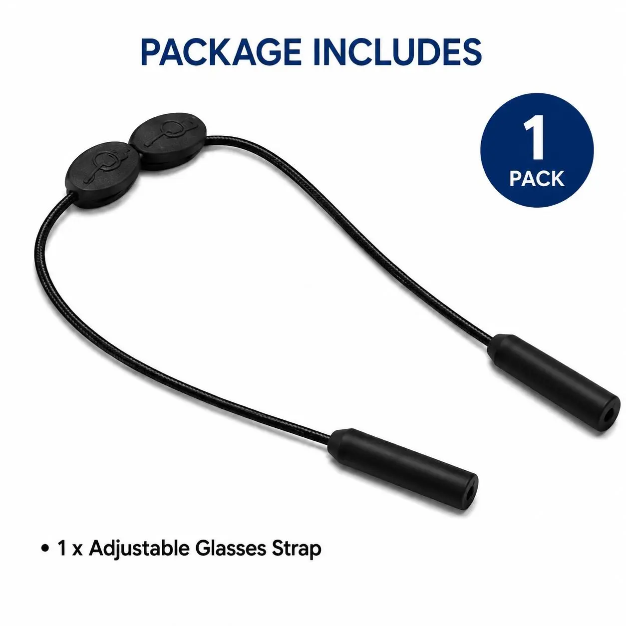 1 Pack Adjustable Eyeglass Strap, Universal Anti-Lost Glasses Retainer Lanyard with Silicone Ends, Lightweight Eyewear Cord for Reading Glasses, Sunglasses, Safety Glasses, Men & Women