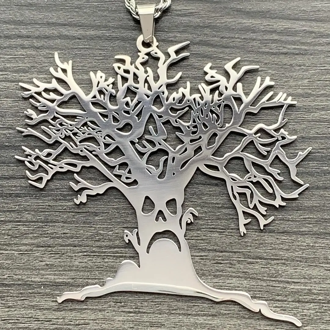 Haunted Mound Harold Necklace 3" Mirror Polished Sematary Pendant in 316L Surgical Stainless Steel with Free Gift Chain