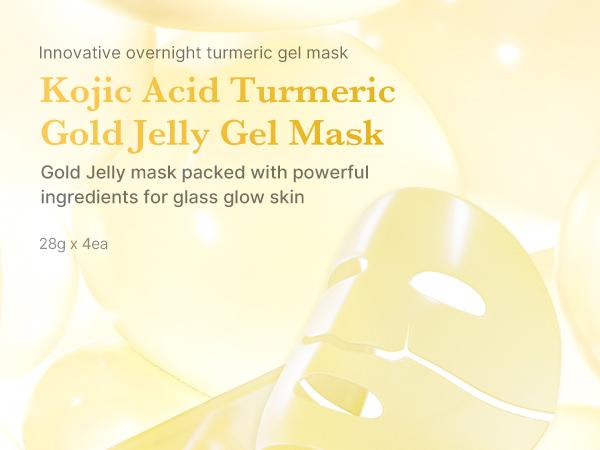 [medicube] Kojic Acid Turmeric Gel Mask (4 sheets) | Color Changing Gold Jelly Mask | Overnight Face Mask for Glass Glow Skin,  Vitamin C