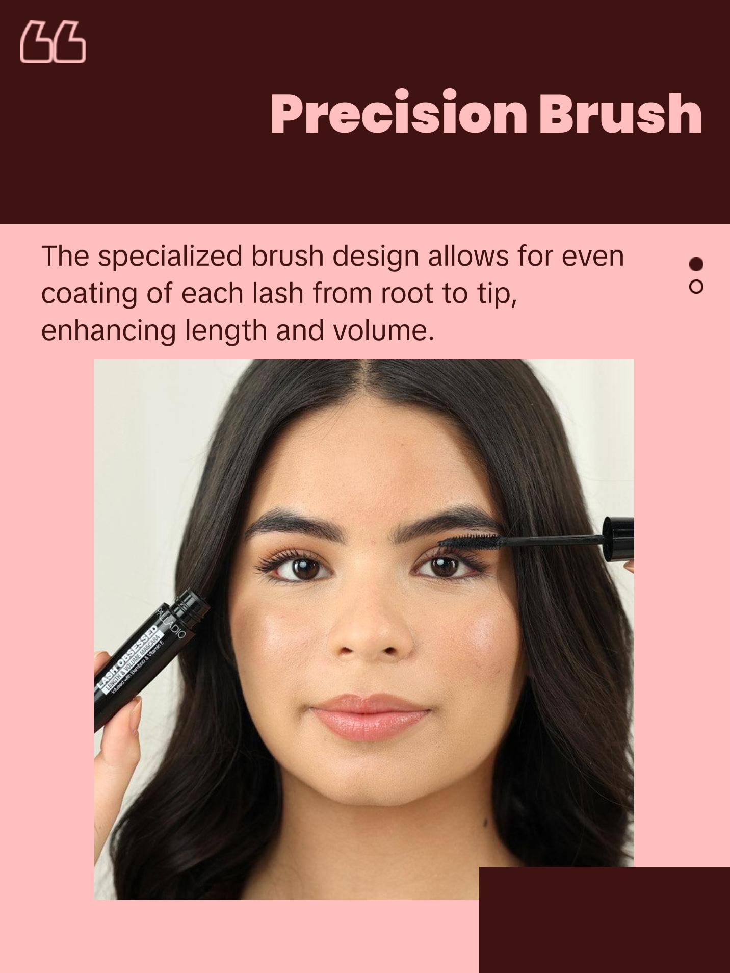 Palladio Lash Obsessed Mascara, Extreme Definition Lengthening Mascara, Amplifies Volume & Fullness, Evenly Coats Lashes, Lucious Length, Natural lengthening, No Smudging, All Day Wear, Black