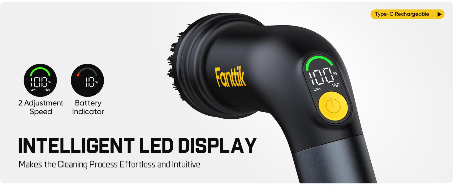 Fanttik G9 Handy Cordless Electric Spin Scrubber, MagnaStorm Motor, Dual-Speed, 5 Brush Heads, LED Display, IPX7 Waterproof, 2500mAh with Type-C Charging, for Kitchen, Sink, Tile, Stove Cleaning Tool Fanttik G9 Handy Cordless Electric Spin Scrubber, MagnaStorm Motor, Dual-Speed, 5 Brush Heads, LED Display, IPX7 Waterproof, 2500mAh with Type-C Charging, for Kitchen, Sink, Tile, Stove Cleaning Tool