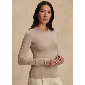 Varley Edna Long Sleeve Fitted Tee - Taupe Marl