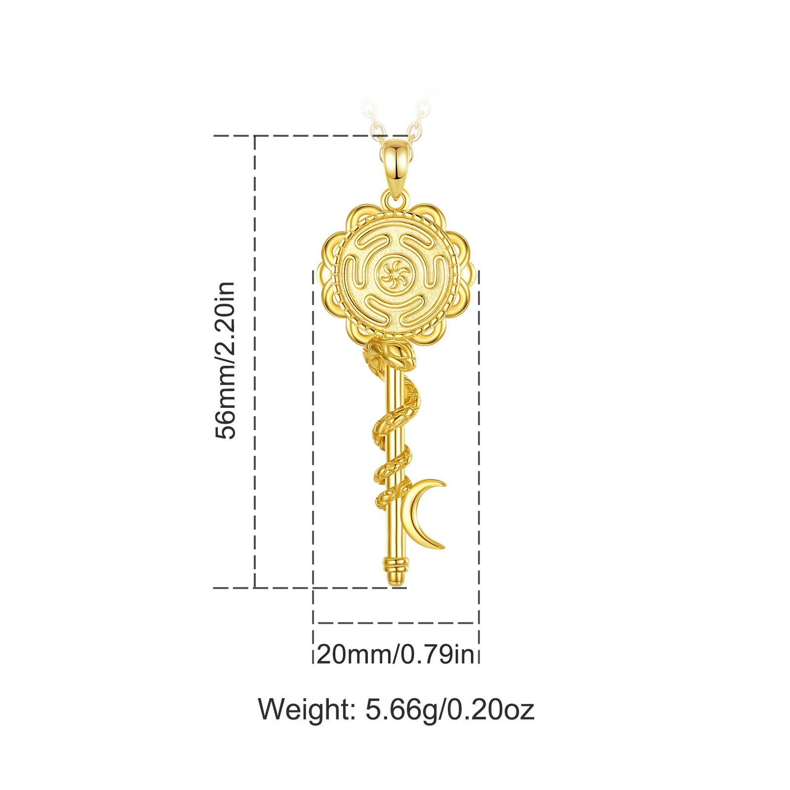 Eudora S925 Sliver Triple Moon Goddess Pendant, Hecate Key Necklace, Witchcraft Jewelry with Coiled Snake, Witchy Hekate Amulet, Spiritual Pagan Gift for Women