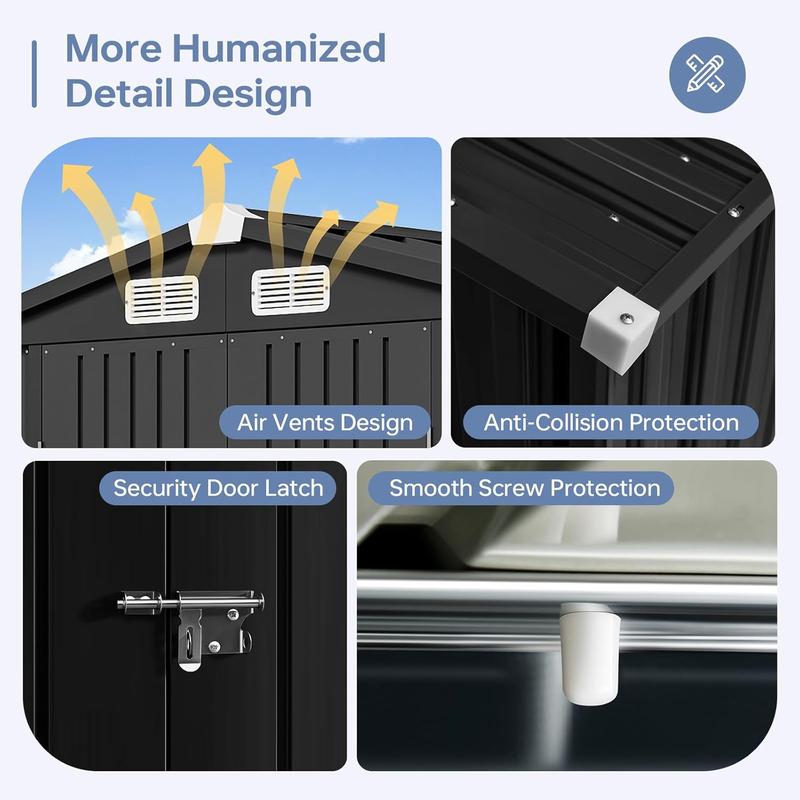 [on sale] Aoxun 6x4 FT Outdoor Storage Shed, Metal Garden Tool Shed with Sloping Roof & Lockable Door for Patio Lawn Backyard (Brown)