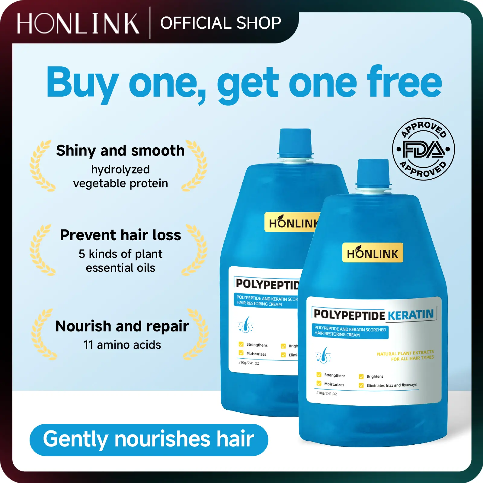 【Buy one get one free】Honlink Polypeptide Keratin Hair Restoring cream--Repair dry hair,Hydrating Smooth,Conditioner,Corrective, Haircare Moisturize