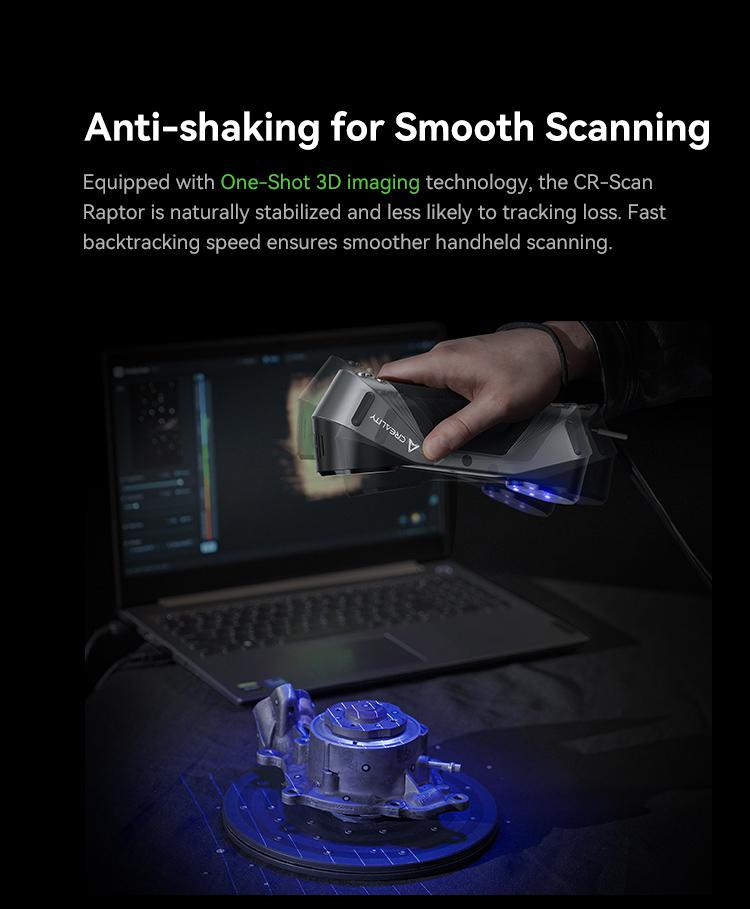 Creality CR-Scan Raptor 3D Scanner with Metrology Grade Accuracy and 7 Blue Laser Lines