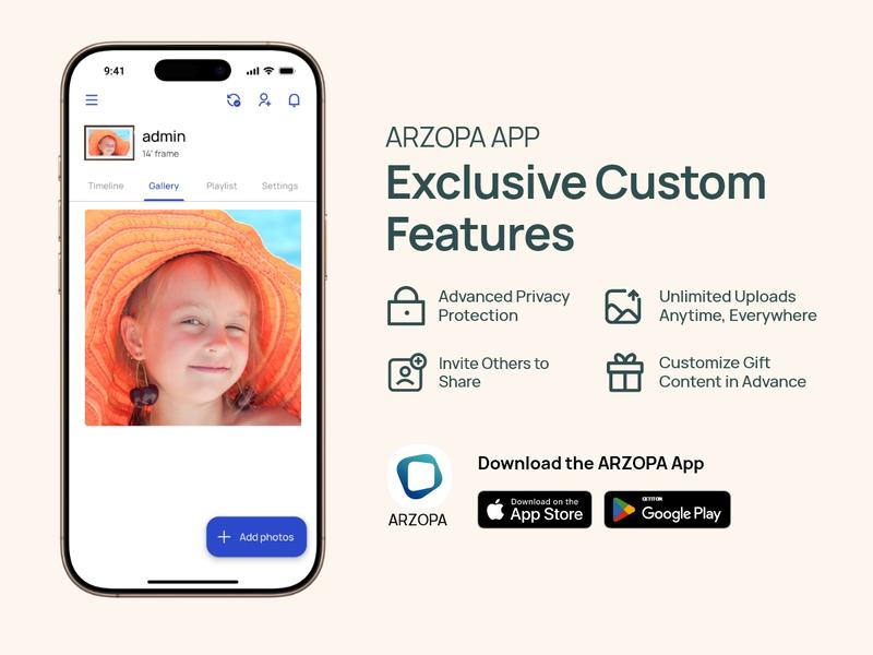 ARZOPA Digital Photo Frames Free Unlimited Cloud storage Share Unlimited 120s Videos Photos Anywhere Touch Screen WiFi Digital Picture Frame Smart Frame Video Frame Decor