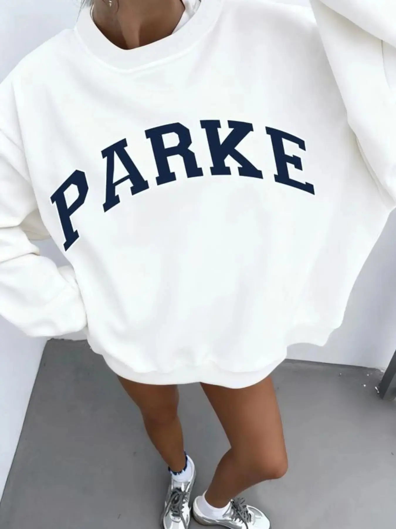 Women's Vintage Letter Print Loose Fitting Round Neck Sweatshirt - Vintage Clothing, Multi-Size, Short Cut, Comfortable Warm Winter Casual Fashion Top, Clothes