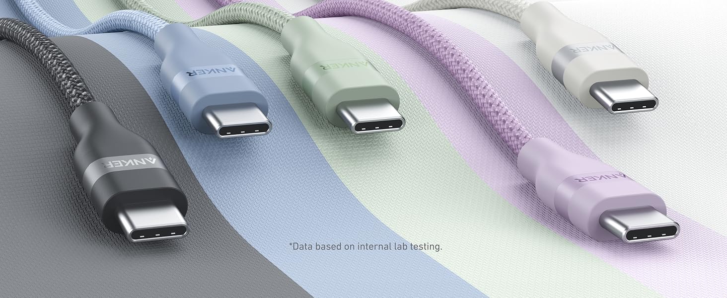 Anker Nano USB-C Cable, 240W Multi-Color Flexible Braided Cord, For iPhone 16 Series, MacBook Pro, iPad Pro, Galaxy S24, and More