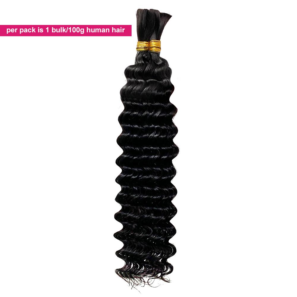 Deep Wave Bulk 100% Human Hair For Braiding No Weft Bundle Natural Black Virgin Hair Boho Braids #P4/27 Trendy In Summer Extensions 100G/Pc Spring Statements