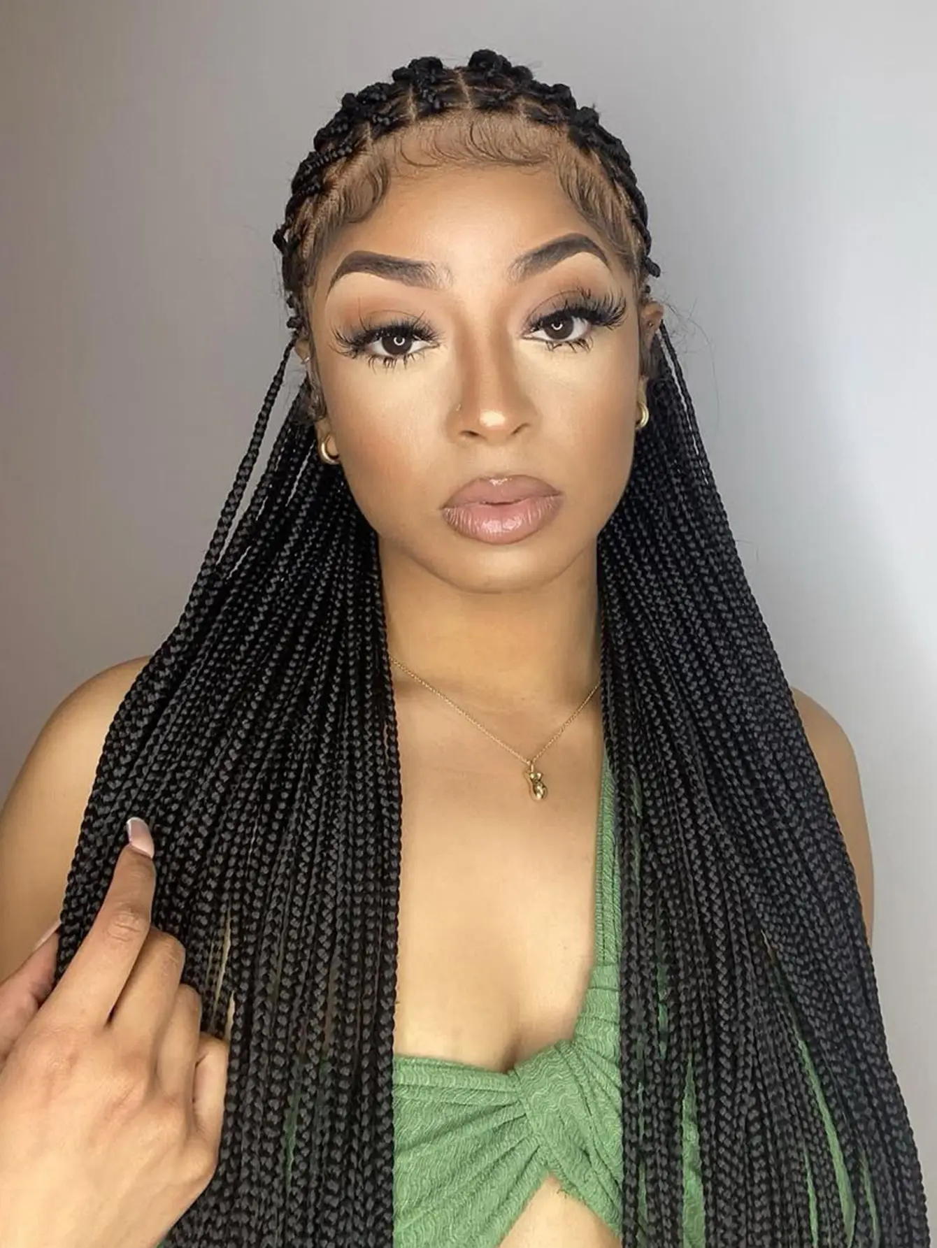 Dosay Synthetic Long Full Lace Knotless Box Braided Wigs For Black Women Small Square Braids For Black Women 36Inches Locs Goddess Cornrows Wig Wedding & Vacation