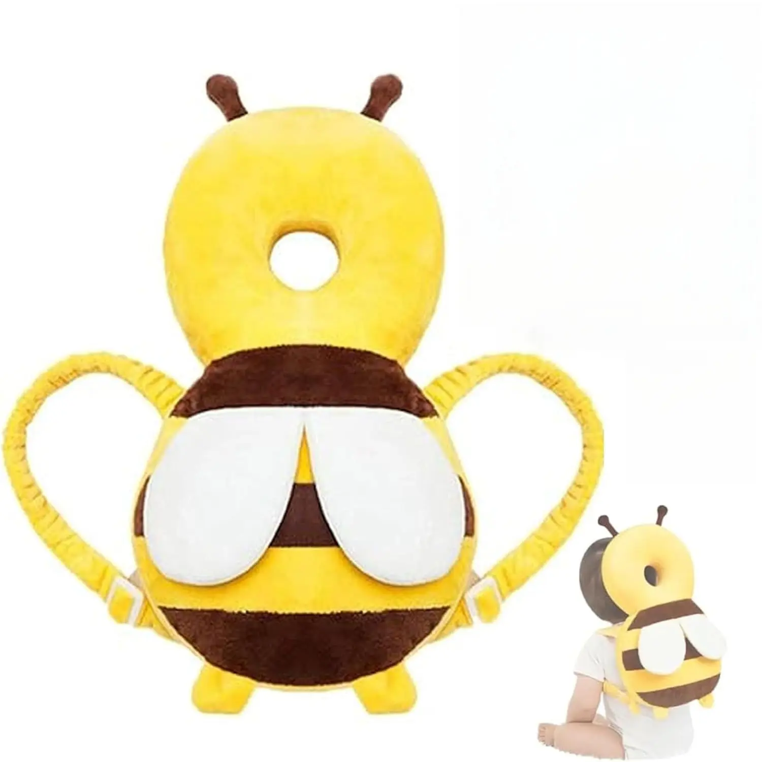 Baby Head Protector Cushion Backpack For Walking & Crawling,Christmas Elements Baby Walkers Protective Toddler Adjustable Baby Head Protection Safety Pad Backpack Wear For Crawling,Bee,Christmas Harness Dinosaur age boy Kids Neoprene Animal Backpack