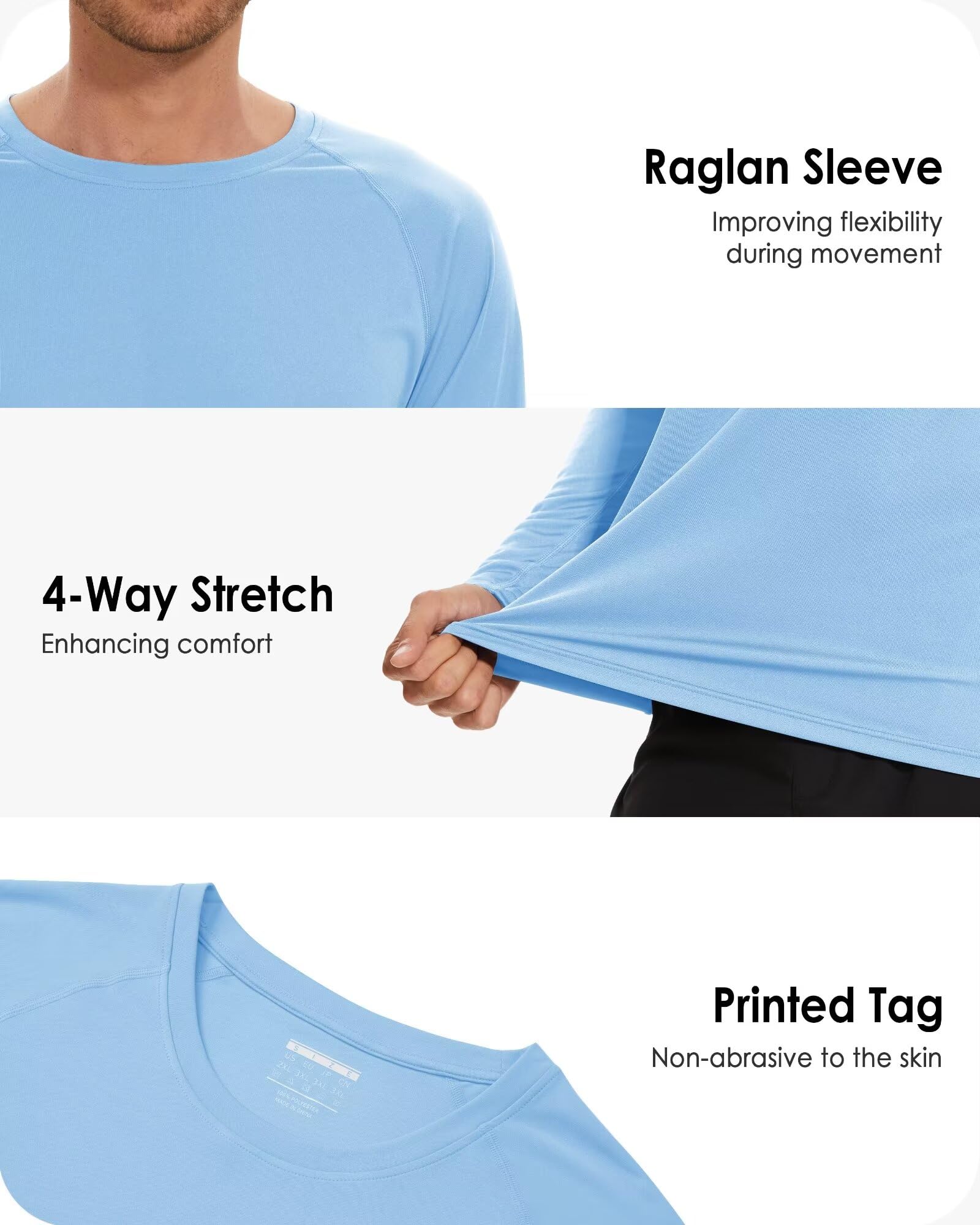 MAGCOMSEN  1/3 Pack Men's UPF 50+ Long Sleeves Shirts Quick Dry Lightweight Summer Sportswear Tops for Swimming Workout Rashguard Sporty Crew Neck Outdoorfun FallFreshness