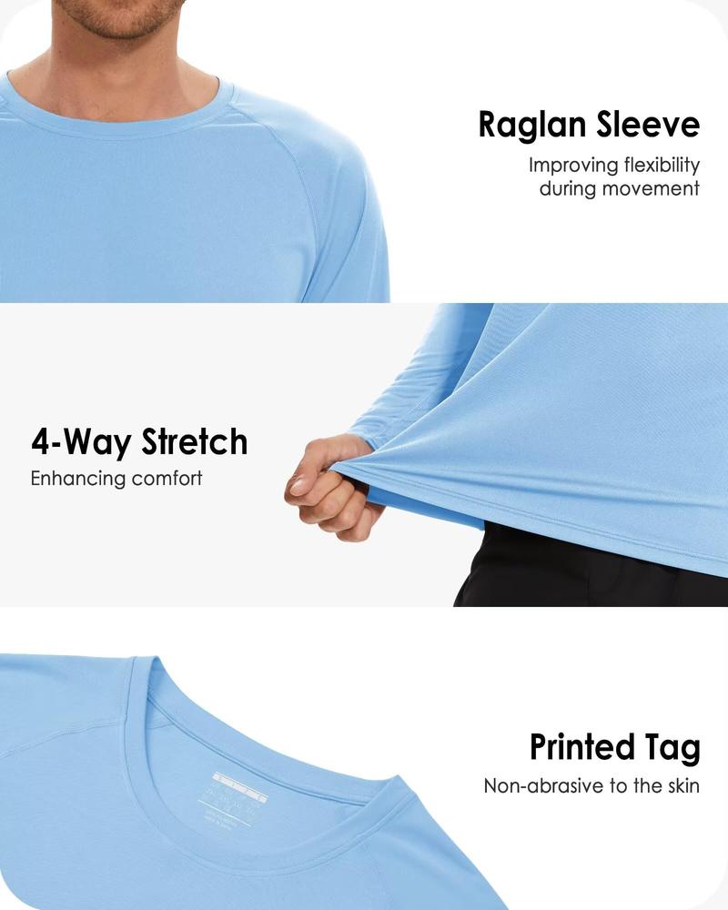MAGCOMSEN Men's UPF 50+ Long Sleeves Shirts Quick Dry Lightweight Summer Sportswear Tops for Swimming Workout Rashguard Sporty Crew Neck Outdoorfun FallFreshness