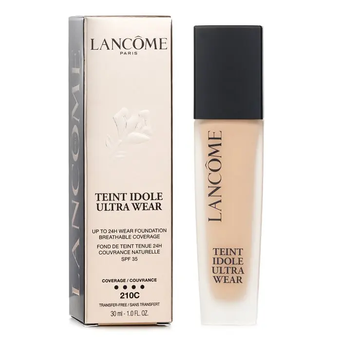 Lancome Teint Idole Ultra Wear Foundation - 24H Wear, Breathable Coverage, SPF 35, #210C, Cosmetic Serum with Hyaluronic Acid for Acne-Prone & Sensitive Skin, Makeup, Even Skin Tone