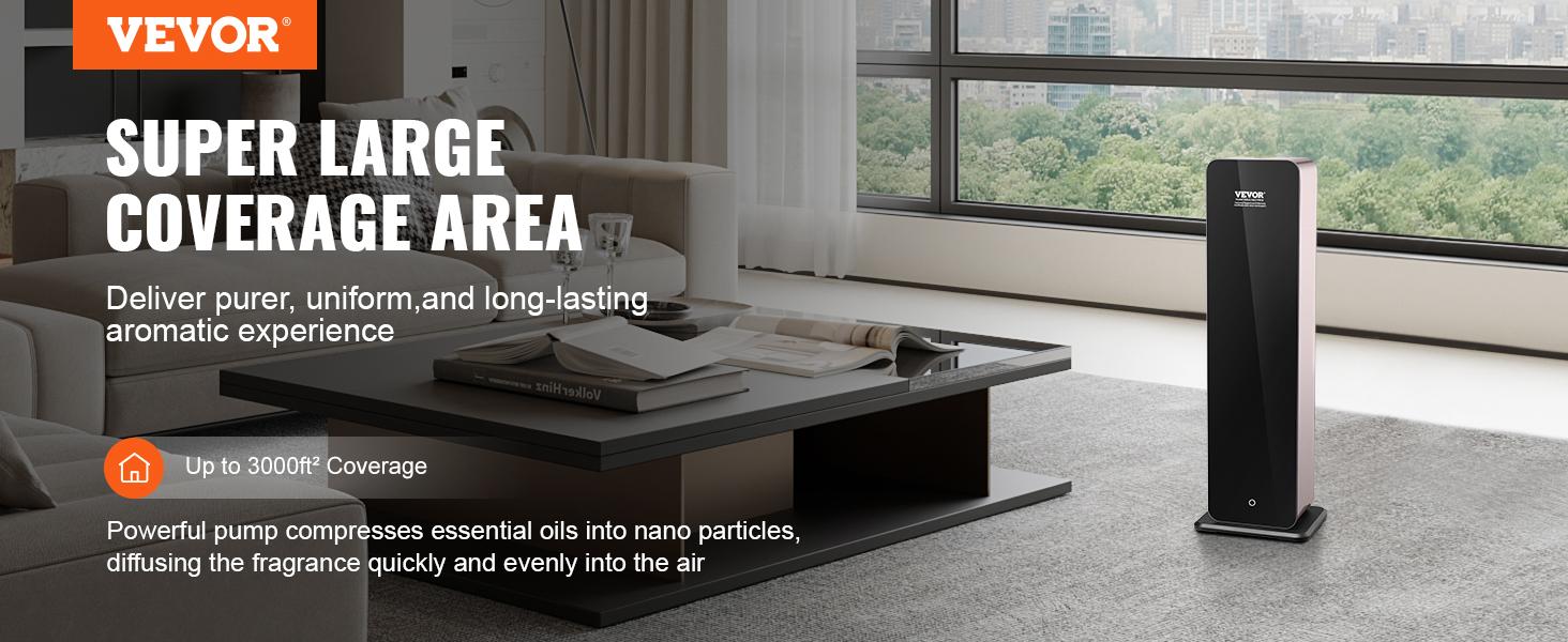 VEVOR Scent Air Machine, TikTokShopBlackFriday, 950ml Bluetooth Smart Cold Air Diffuser, 3000sq.ft Waterless Essential Oil Scent Air Diffuser, Floor Standing Aromatherapy Machine for Large Room, Office, No complimentary incense