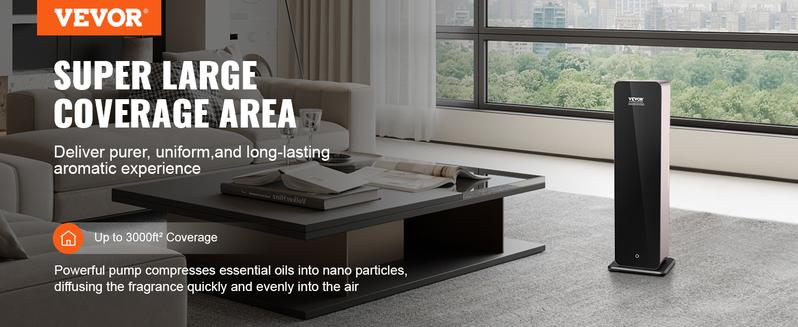 VEVOR Scent Air Machine, TikTokShopBlackFriday, 950ml Bluetooth Smart Cold Air Diffuser, 3000sq.ft Waterless Essential Oil Scent Air Diffuser, Floor Standing Aromatherapy Machine for Large Room, Office, No complimentary incense