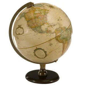 12 Inch Vintage World Globe with Rotating Map, Decorative Desktop Globe with Metal Meridian and Wooden Base for Home Office Study